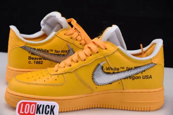 Cheap Nike Air Force 1 Low OFF-WHITE University Gold Metallic Silver DD1876-700 0203