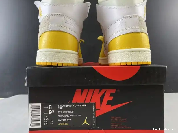 Cheap Air 1 NRG White Jordan Yellow-Cone Dark Powder x AQ0818-149 Off-White 0210